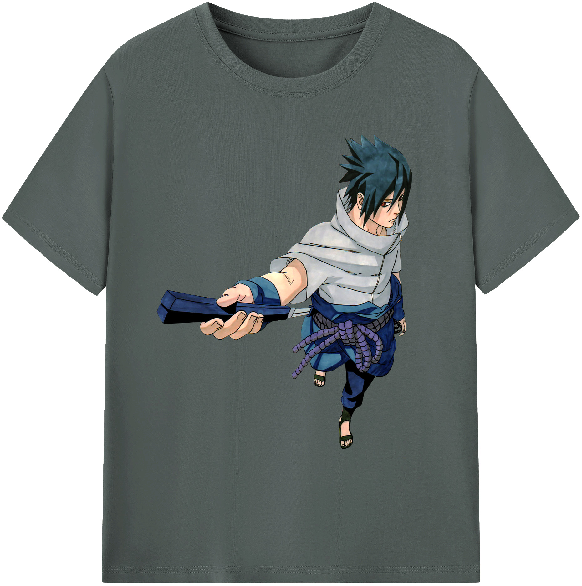 （画像用） NARUTO -ナルト- うちは サスケ Uchiha Sasuke 綿100％ メンズ半袖Tシャツ｜肌触りやわらか＆通気性